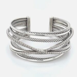 David Yurman 14k Diamond & Sterling Silver Cuff Bracelet